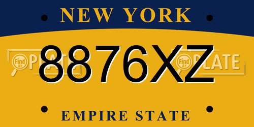 8876XZ New York License Plate