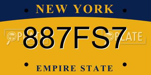 887FS7 New York License Plate