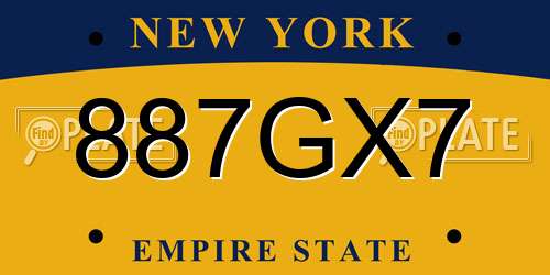 887GX7 New York License Plate