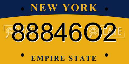 88846O2 New York License Plate