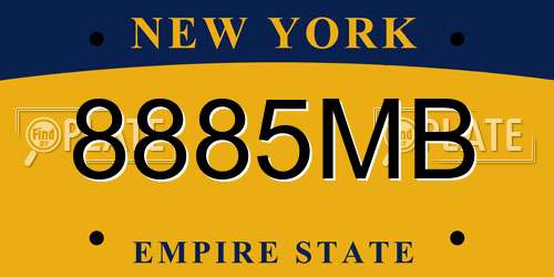 8885MB New York License Plate