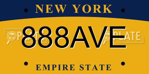 888AVE New York License Plate
