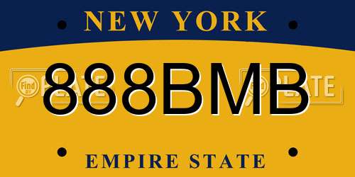888BMB New York License Plate