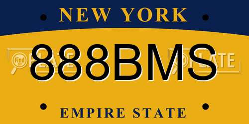 888BMS New York License Plate