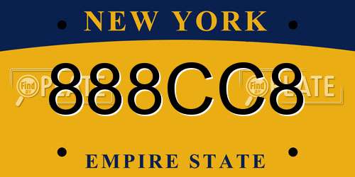 888CC8 New York License Plate