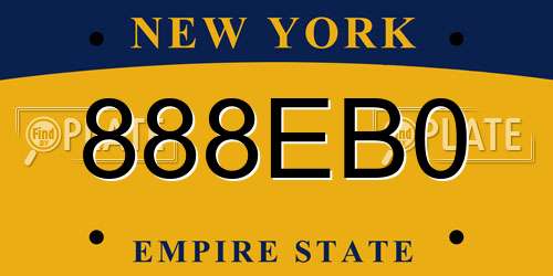 888EB0 New York License Plate