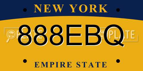 888EBQ New York License Plate