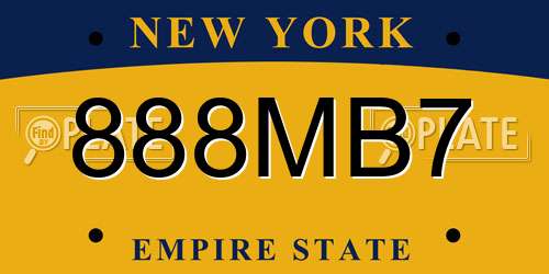 888MB7 New York License Plate