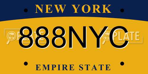 888NYC New York License Plate