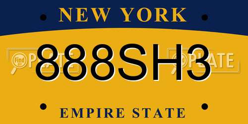888SH3 New York License Plate