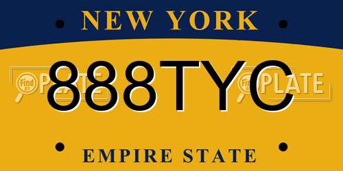 888TYC New York License Plate