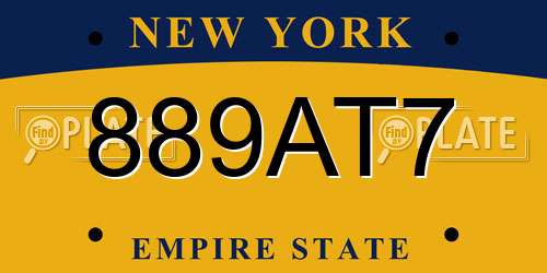 889AT7 New York License Plate