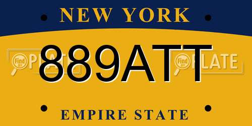 889ATT New York License Plate