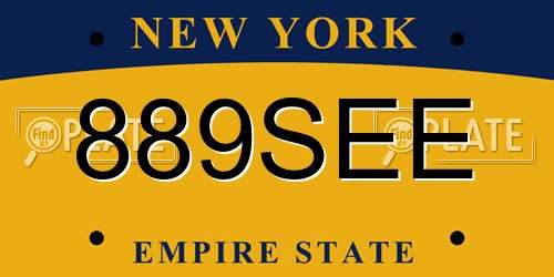 889SEE New York License Plate