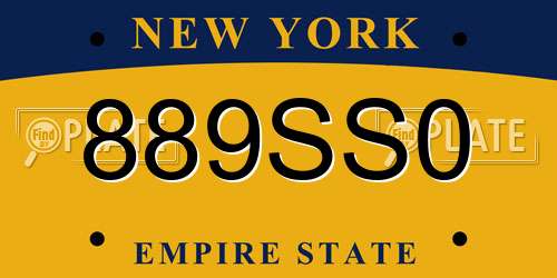 889SS0 New York License Plate