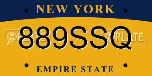 889SSQ New York License Plate