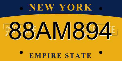 88AM894 New York License Plate