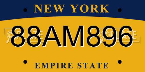 88AM896 New York License Plate