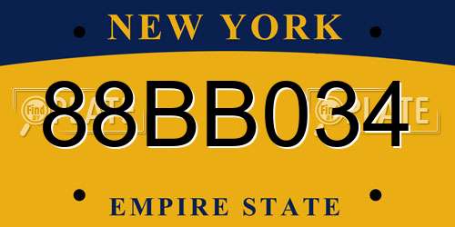88BB034 New York License Plate