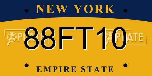 88FT10 New York License Plate