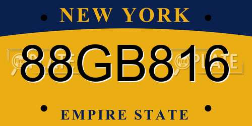 88GB816 New York License Plate