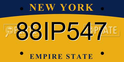 88IP547 New York License Plate