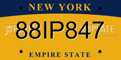 88IP847 New York License Plate