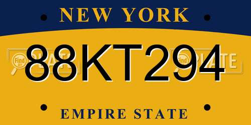 88KT294 New York License Plate
