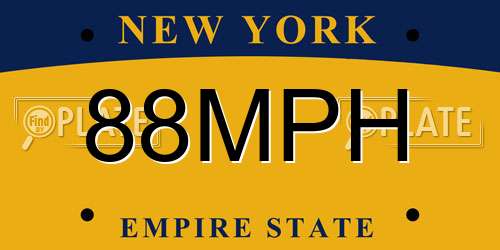 88MPH New York License Plate
