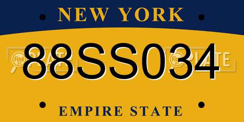 88SS034 New York License Plate