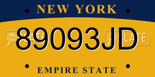 89093JD New York License Plate