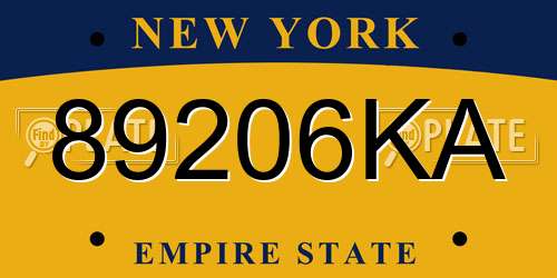 89206KA New York License Plate