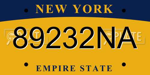 89232NA New York License Plate