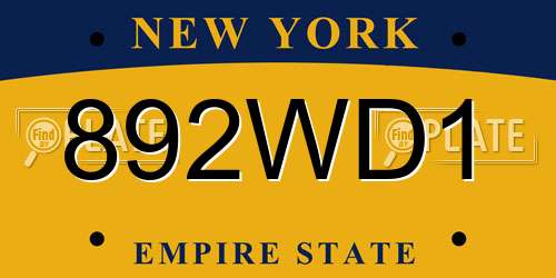 892WD1 New York License Plate