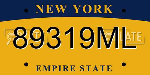 89319ML New York License Plate