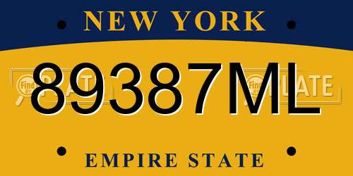89387ML New York License Plate