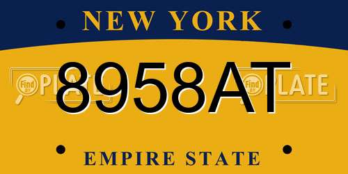 8958AT New York License Plate