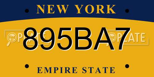 895BA7 New York License Plate