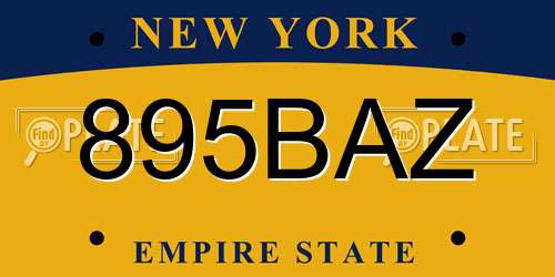 895BAZ New York License Plate