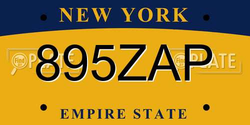 895ZAP New York License Plate