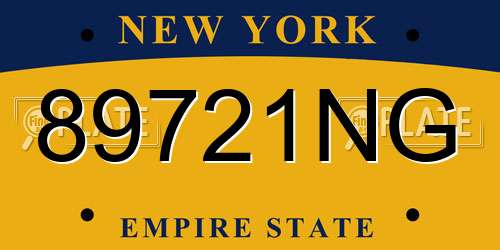 89721NG New York License Plate
