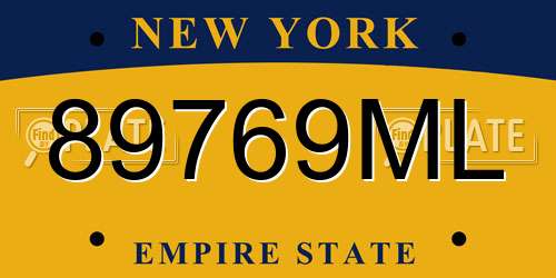 89769ML New York License Plate