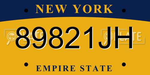 89821JH New York License Plate