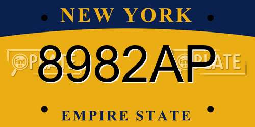 8982AP New York License Plate