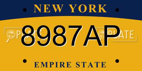 8987AP New York License Plate