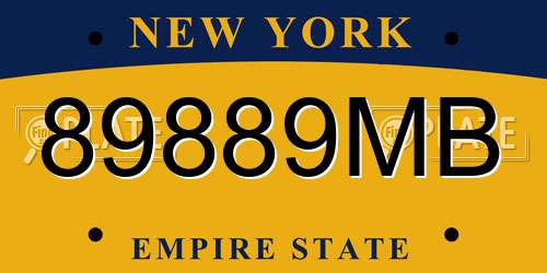 89889MB New York License Plate