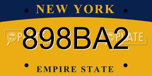 898BA2 New York License Plate
