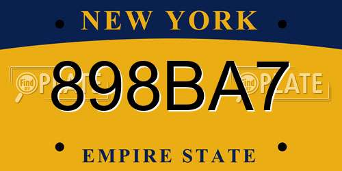 898BA7 New York License Plate