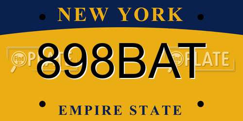 898BAT New York License Plate
