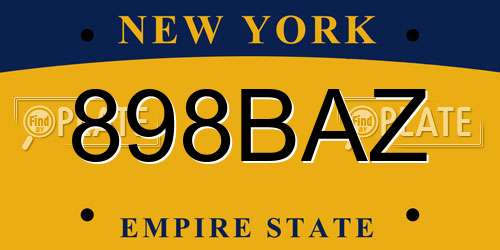 898BAZ New York License Plate
